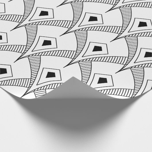 Schwarzweiß-Deko-Schnittmuster 3 Geschenkpapier (Ecke)