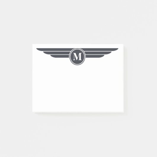 Schwarzweiß-Deko-Stil mit Monogramm Post-it Klebezettel (Vorderseite)