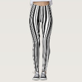 Schwarzweiss-Designerstreifen - hohe Qualität Leggings (Vorderseite)