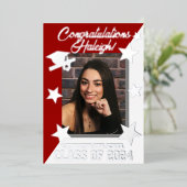 Schwarzweiß, Diagonal-Abschluss Silber Folieneinladung (Stehend vorne)