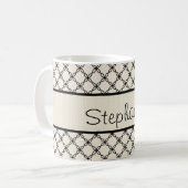 Schwarzweiss-Diamant-personalisierte Kaffee-Tasse Kaffeetasse (Vorderseite Links)