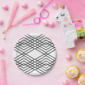 Schwarzweiss-Diamanten Pappteller (Party)