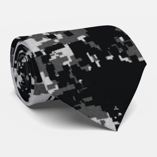 Schwarzweiss-Digital-MilitärCamouflage-Krawatten Krawatte (Gerollt)