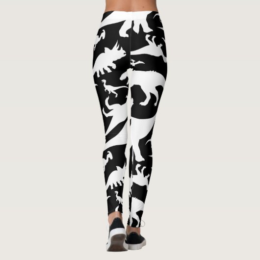 Schwarzweiss-Dinosaurier-Muster Leggings (Rückseite)