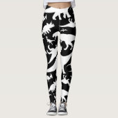 Schwarzweiss-Dinosaurier-Muster Leggings (Vorderseite)