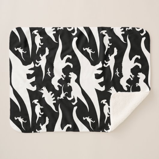 Schwarzweiss-Dinosaurier-Muster Sherpadecke (Vorderseite (Horizontal))