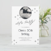 Schwarzweiß-Disco-Party Einladung (Stehend Vorderseite)