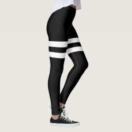 Schwarzweiss-Doppelschenkel-gestreifte Leggings