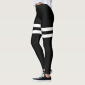 Schwarzweiss-Doppelschenkel-gestreifte Leggings (Links)