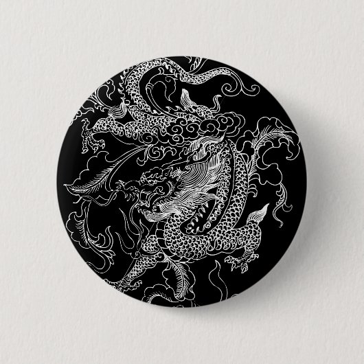 Schwarzweiß-Drache Button (Vorderseite)