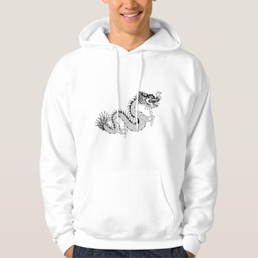 Schwarzweiss-Drache Hoodie (Vorderseite)