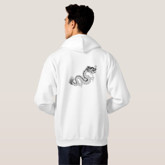 Schwarzweiss-Drache Hoodie (Schwarz voll)