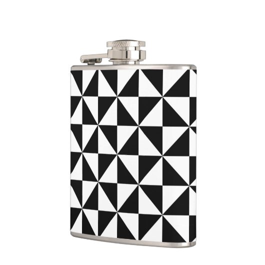 Schwarzweiss-Dreieck-Muster Flachmann (Links)