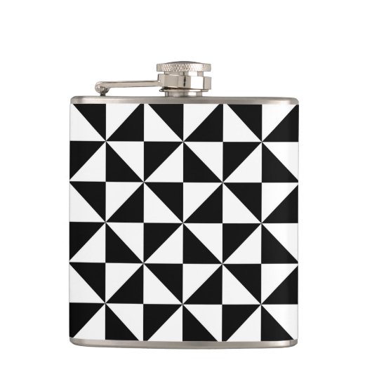 Schwarzweiss-Dreieck-Muster Flachmann (Vorderseite)