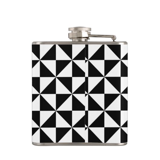 Schwarzweiss-Dreieck-Muster Flachmann (Rückseite)