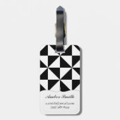 Schwarzweiss-Dreieck-Muster Gepäckanhänger (Rückseite vertikal)
