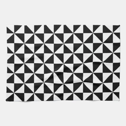 Schwarzweiss-Dreieck-Muster Geschirrtuch (Horizontal)