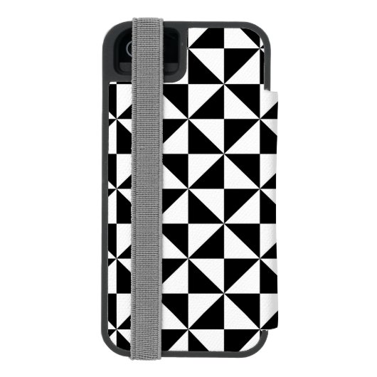Schwarzweiss-Dreieck-Muster Incipio iPhone Geldbeutel-Hülle (Folio Rückseite)