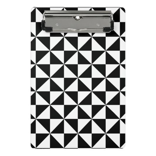 Schwarzweiss-Dreieck-Muster Mini Klemmbrett (Vorderseite)