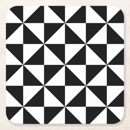 Schwarzweiss-Dreieck-Muster Rechteckiger Pappuntersetzer (Vorderseite)