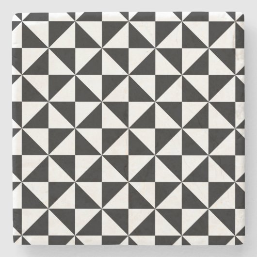 Schwarzweiss-Dreieck-Muster Steinuntersetzer (Vorderseite)