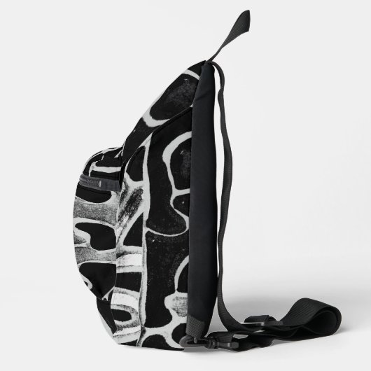 Schwarzweiß-Druck-Schnittbeutel Crossbody Bag (Rechts)