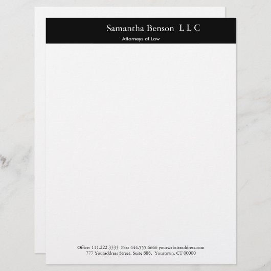 Schwarzweiß, einfach Beruflich Briefbogen (Vorne/Hinten)