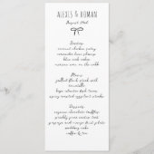 Schwarzweiß-Einfache Bow handschriftlich Menükarte (Vorderseite)