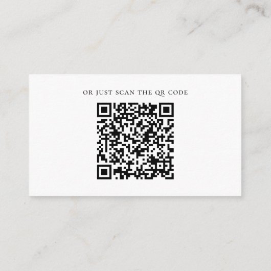 Schwarzweiß, einfache Hochzeitsdetails + QR-Code Begleitkarte (Rückseite)