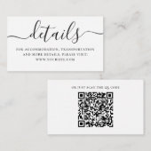 Schwarzweiß, einfache Hochzeitsdetails + QR-Code Begleitkarte (Vorne/Hinten)