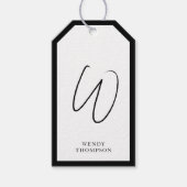 Schwarzweiß Einfache Minimalistische Monogramm Geschenkanhänger (Vorderseite)