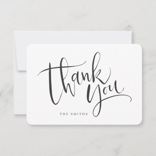 Schwarzweiß Einfache moderne Kalligrafie Dankeskarte (Vorderseite)