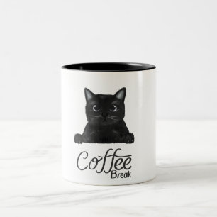 Schwarzweiß Einfache Niedliche Kaffeepause Tasse