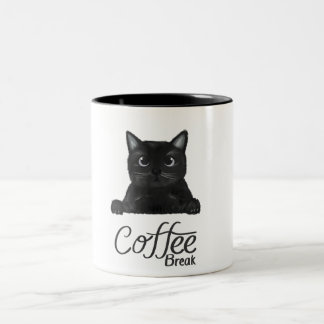 Schwarzweiß Einfache Niedliche Kaffeepause Tasse