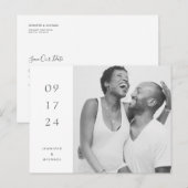 Schwarzweiß-Einfache Save the Date Postkarte 3 (Vorne/Hinten)