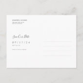 Schwarzweiß-Einfache Save the Date Postkarte 3 (Rückseite)