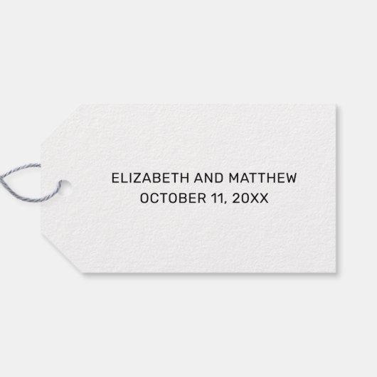 Schwarzweiß einfache Skript Hochzeit danke Geschenkanhänger (Rückseite Horizontal)