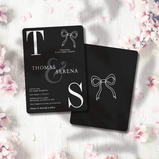 Schwarzweiß, einfarbig, elegant, Moderner Bow Einladung