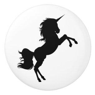 Schwarzweiss-Einhorn-Märchen-Griff Keramikknauf