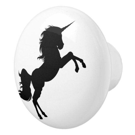 Schwarzweiss-Einhorn-Märchen-Griff Keramikknauf (Rechts)