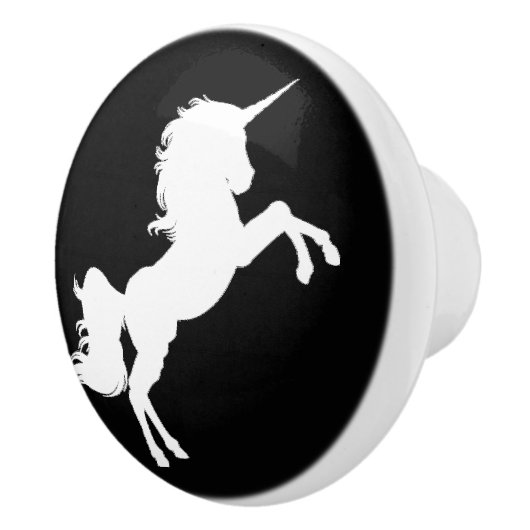 Schwarzweiss-Einhorn spielt Märchen-Griff die Keramikknauf (Rechts)