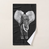 Schwarzweiss-Elefant-Digital-Kunst Badhandtuch Set (Handtuch)