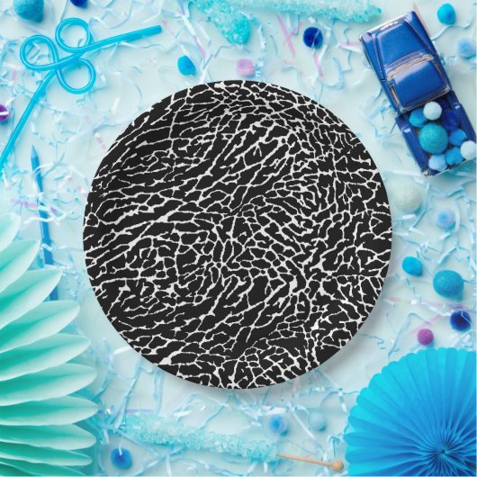 Schwarzweiß-Elefantendruck Pappteller (Party)