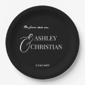 Schwarzweiß, elegante, einfache Monogramm gedruckt Pappteller (Vorderseite)