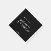 Schwarzweiß, elegante, einfache Monogramm gedruckt Serviette (Ecke)