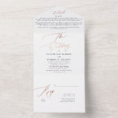 Schwarzweiß Elegante Einfache Rose Hochzeit Gold All In One Einladung (Innen)