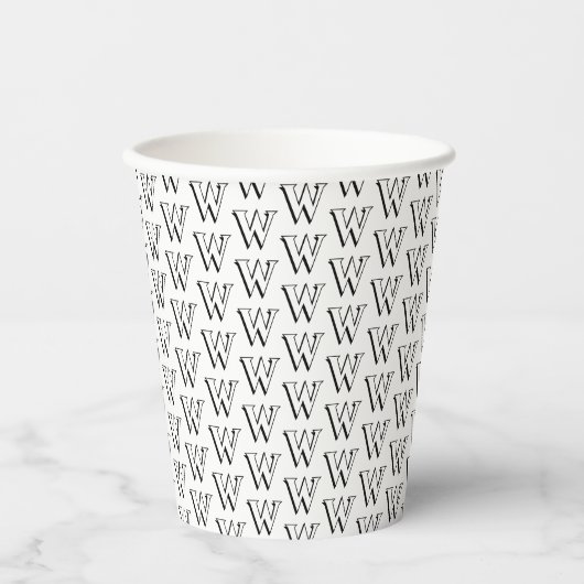 Schwarzweiß-Erstmuster für Monogramm Pappbecher (Vorderseite)