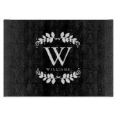 Schwarzweiss-Familien-Monogramm Schneidebrett (Vorderseite)