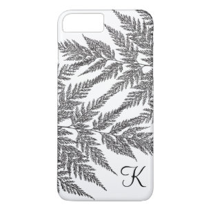 Schwarzweiss-Farn-Silhouette-Monogramm iPhone 8 Plus/7 Plus Hülle