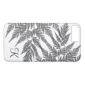 Schwarzweiss-Farn-Silhouette-Monogramm Case-Mate iPhone Hülle (Rückseite (Horizontal))
